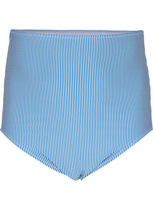 Stribet bikiniunderdel med ekstra høj talje, BlueWhite Stripe AOP, Packshot image number 0