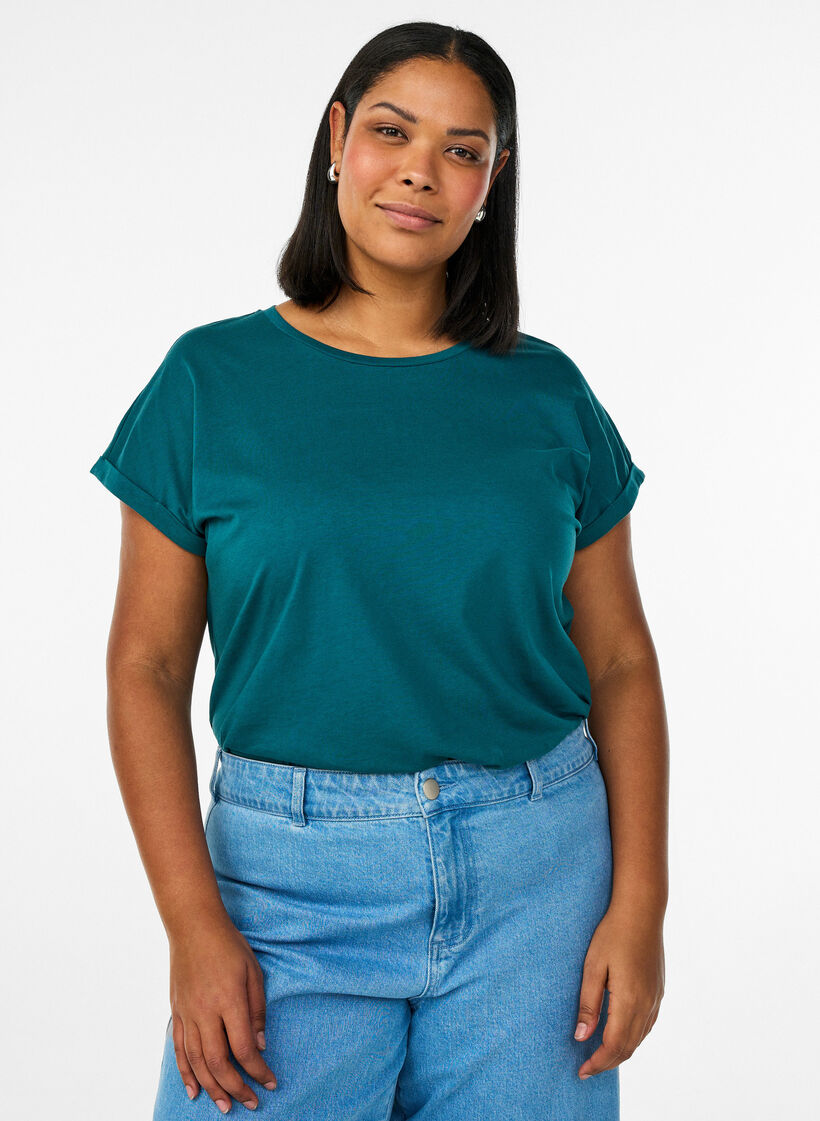 Kort&aelig;rmet t-shirt i bomuldsblanding, Gr&oslash;n, Model image number 0