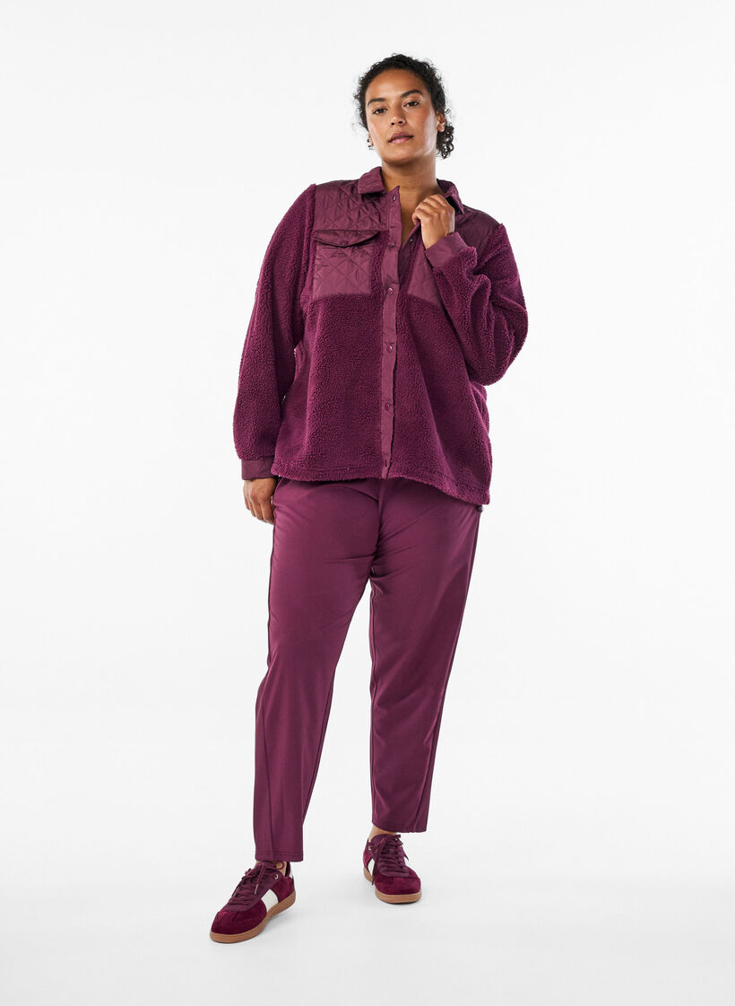 Fleecejakke med quiltede detaljer, Rød, Model image number 1