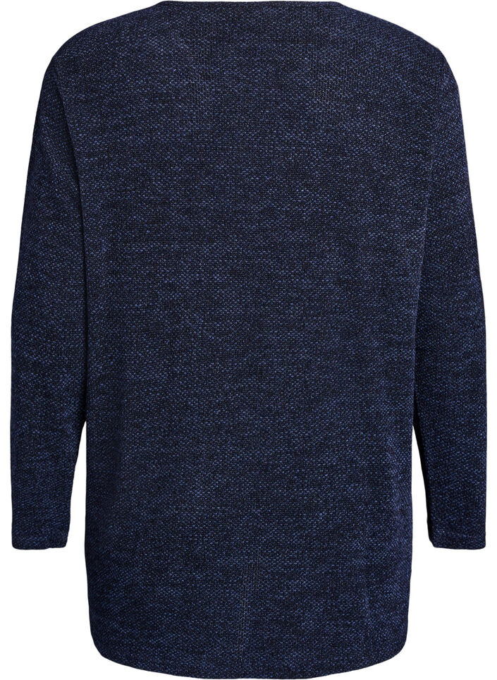 Lang&aelig;rmet bluse med struktur, Bl&aring;, Packshot image number 1