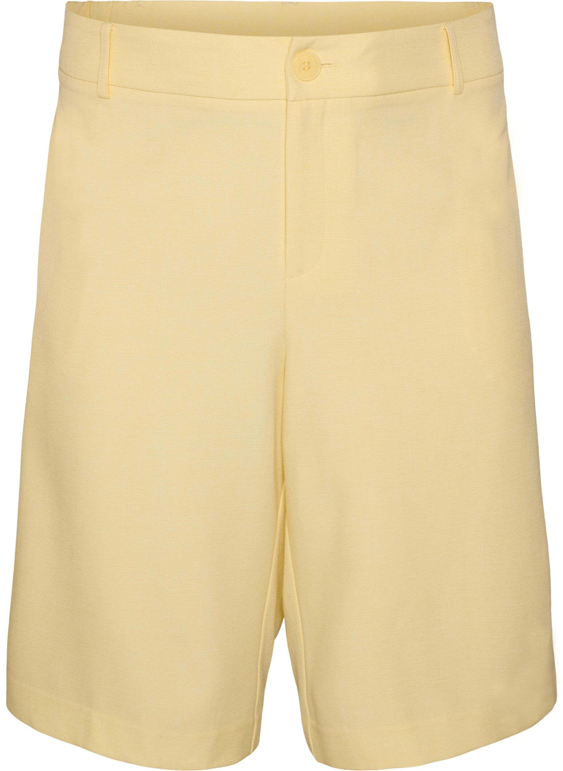 Zizzi L&oslash;se bermudashorts med h&oslash;j talje, Gul, Packshot image number 0