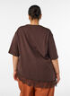 T-shirt med asymmetrisk blondekant, Brun, Model image number 2