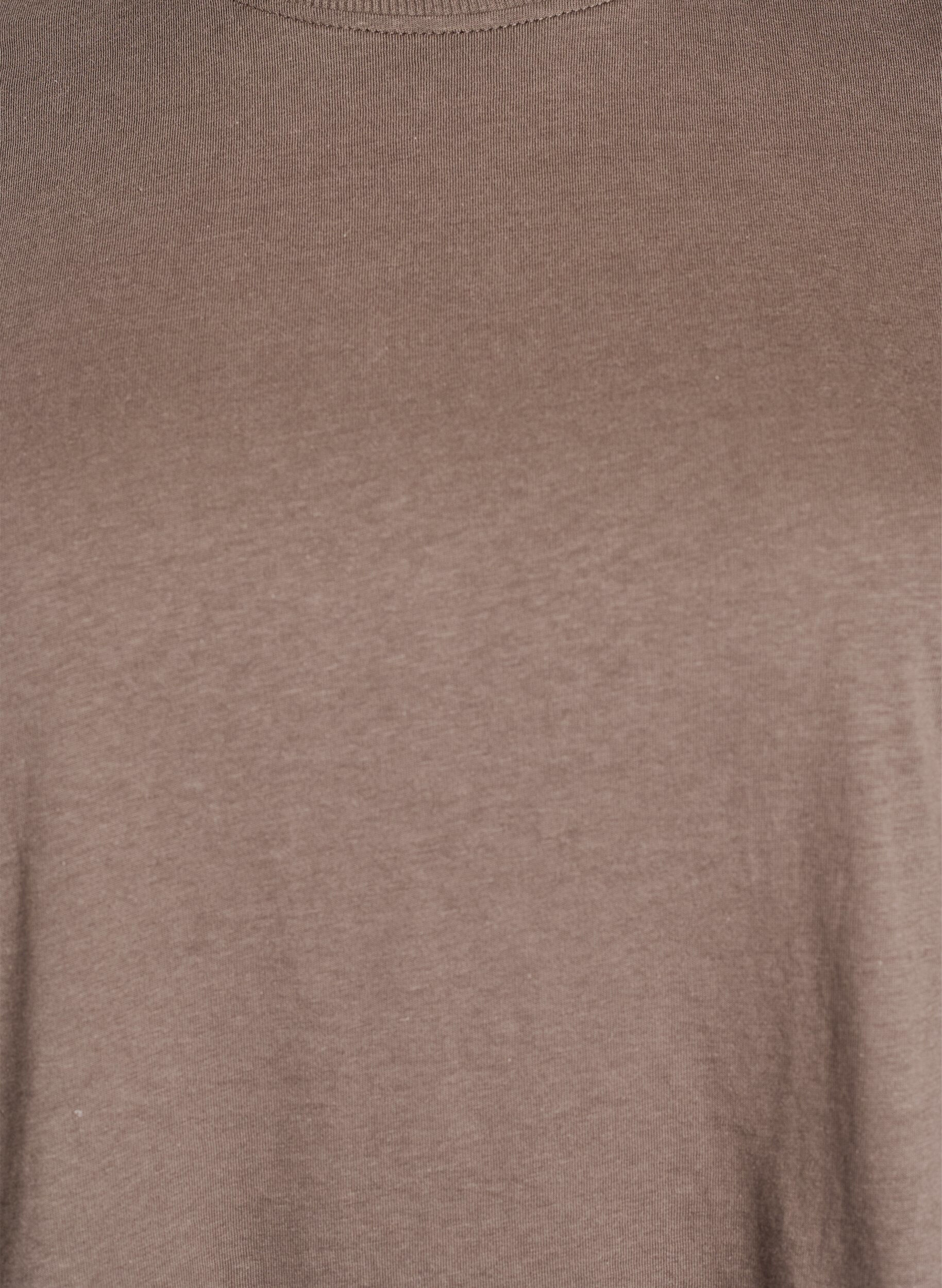 ZizziBasis t-shirt i bomuld med rund hals, Brun, Packshot image number 2