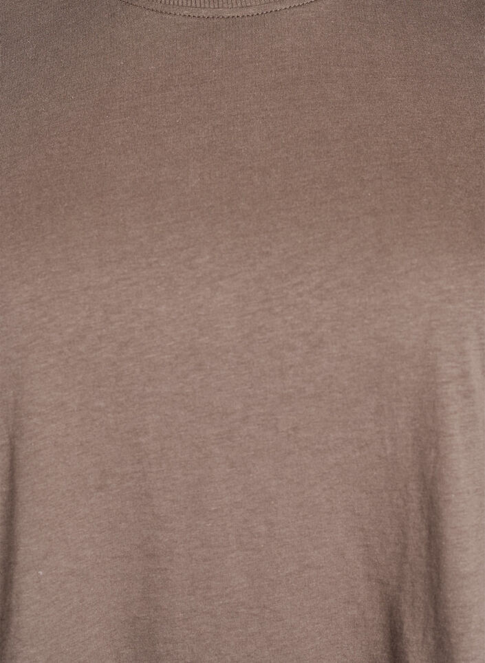 Basis t-shirt i bomuld med rund hals, Brun, Packshot image number 2