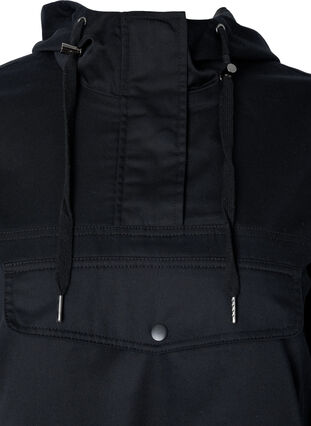 Anorak med hætte og lomme, Black, Packshot image number 2