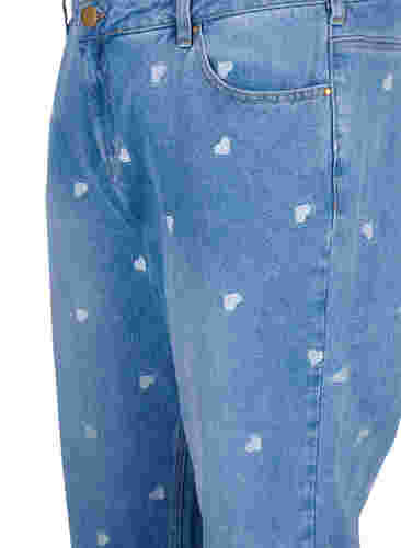 Mille mom fit jeans med hjerter, Light blue denim, Packshot image number 2