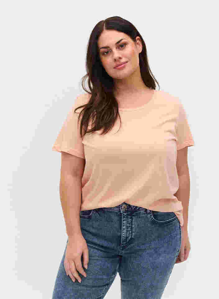 Kortærmet bomulds t-shirt med tryk , Rose Cloud Loved, Model image number 0