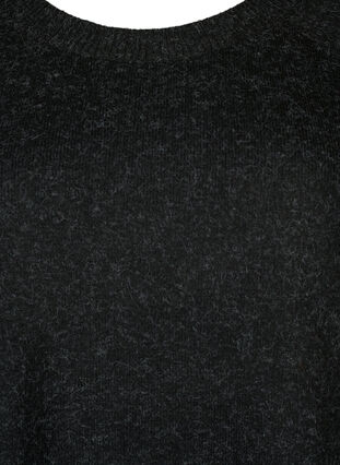 Meleret strikbluse med perleknapper i siden, Dark Grey Melange, Packshot image number 2
