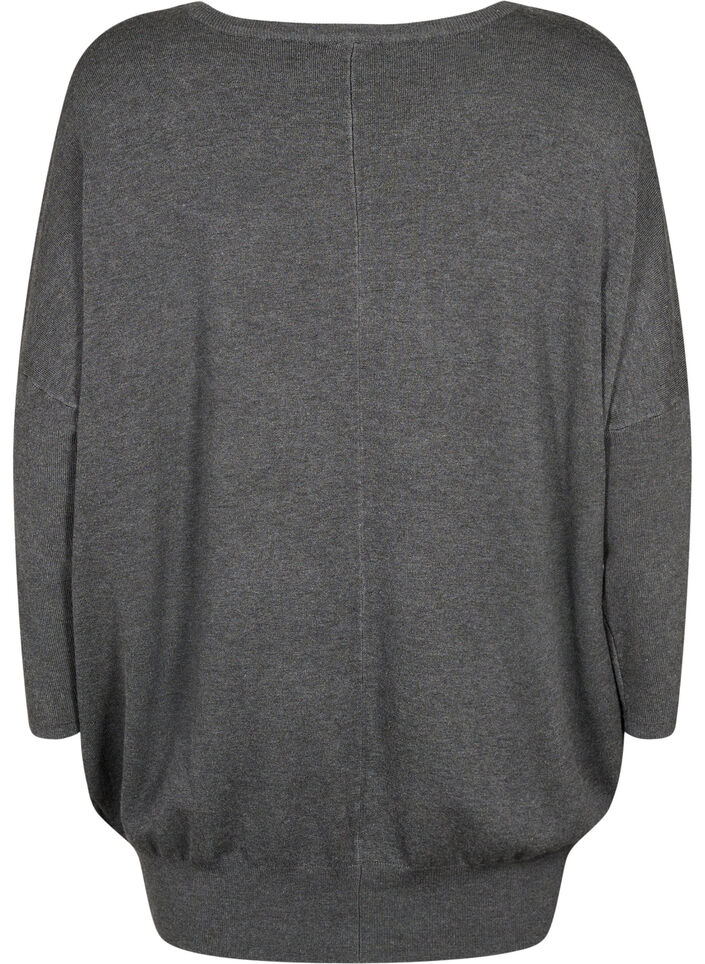 Strikket tunika i viskoseblanding, Dark Grey Melange, Packshot image number 1