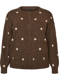 Cardigan med prikket m&oslash;nster, Brun