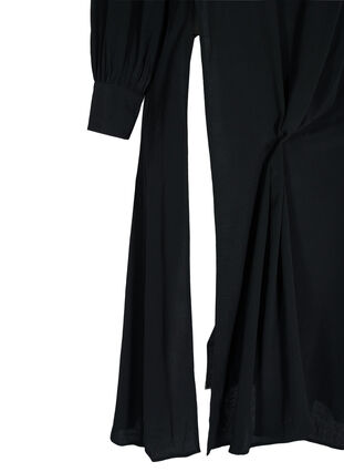 Lang bluse i viskose med høj slids, Black, Packshot image number 3