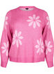 Strikbluse med blomster, Raspberry Rose Comb, Packshot image number 0