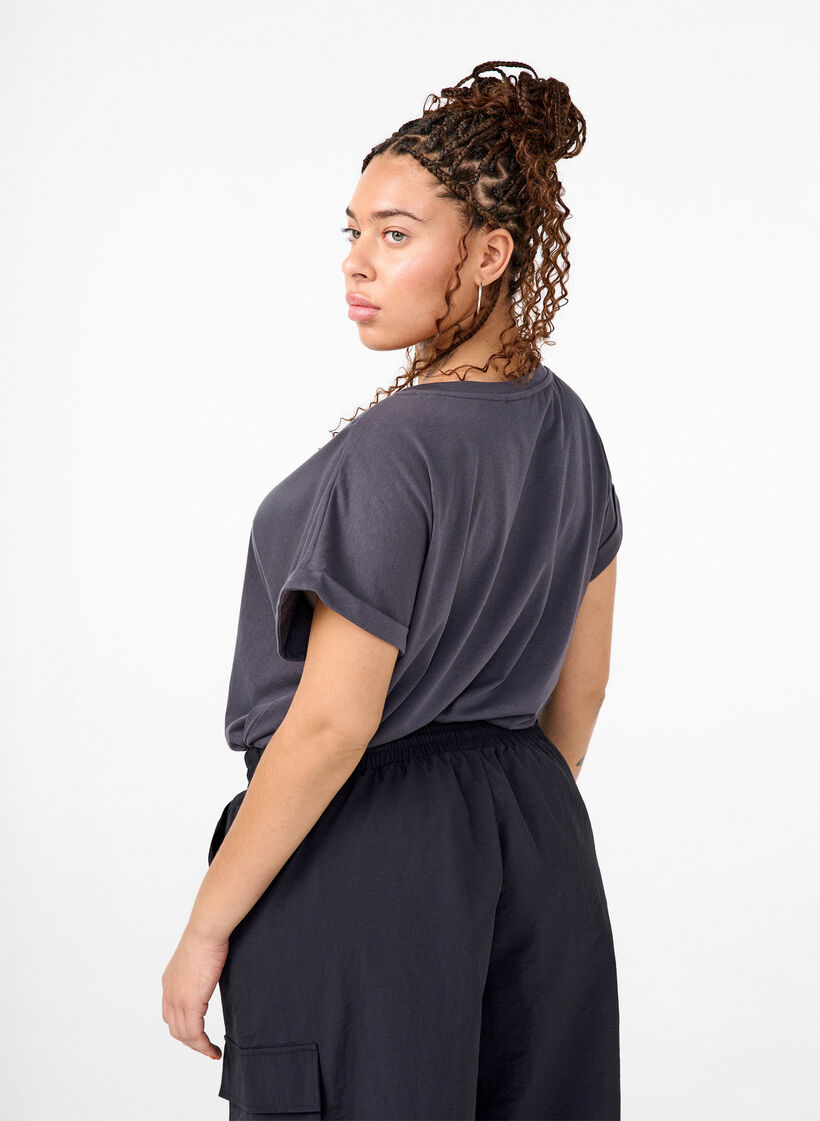 Kortærmet t-shirt i bomuldsblanding, Grå, Model image number 2