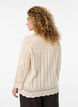 Strikbluse med hulm&oslash;nster og 3/4 &aelig;rmer, Beige, Model image number 2
