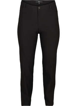 Regular fit bukser med høj talje, Black, Packshot image number 0