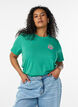 T-shirt i &oslash;kologisk bomuld med rygprint, Gr&oslash;n, Model image number 0