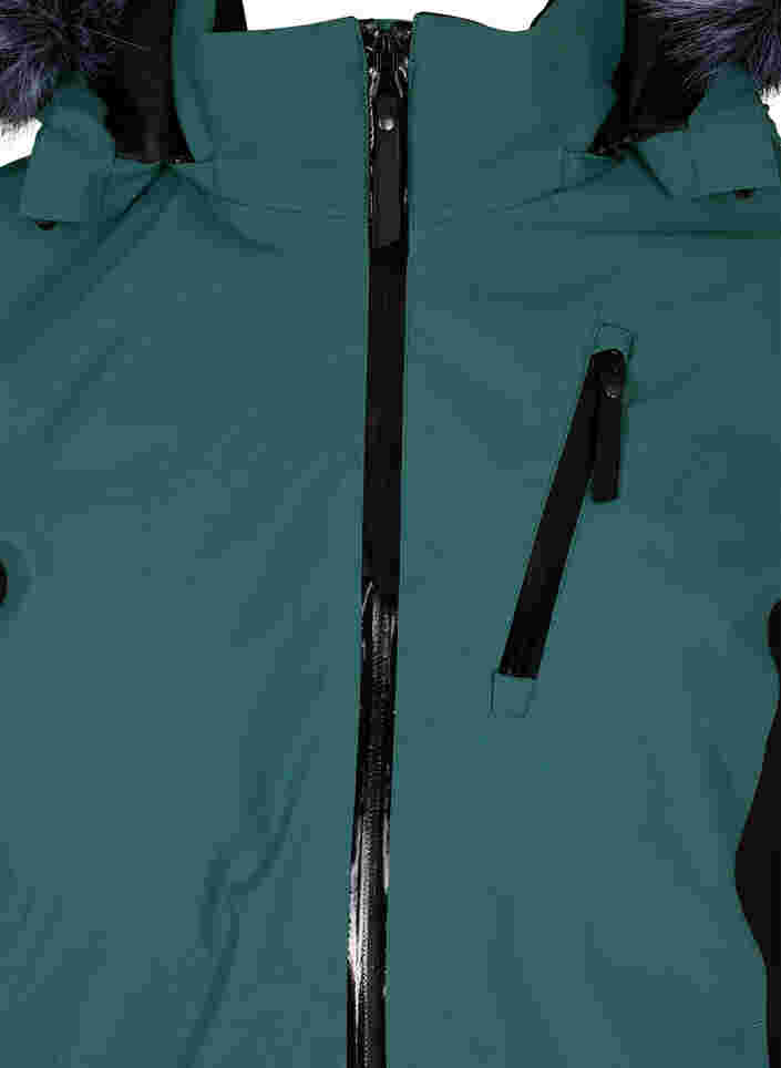 Skijakke med aftagelig hætte, Mallard Green Comb, Packshot image number 2