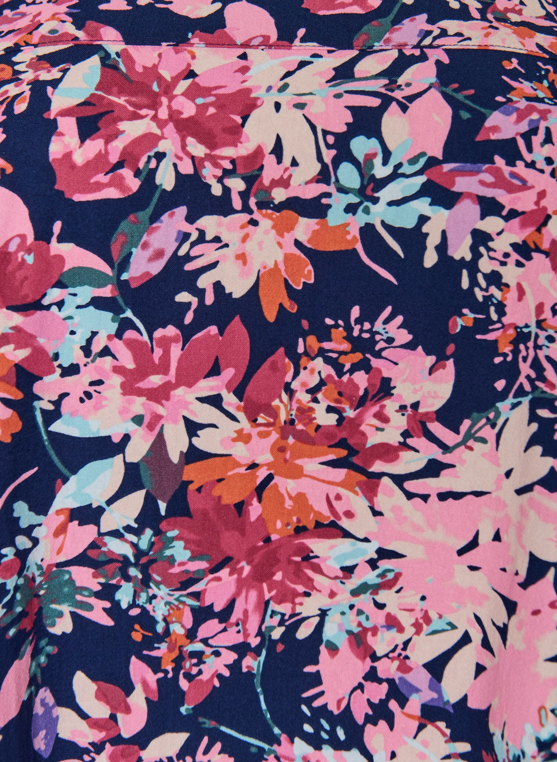 Zizzi Kort&aelig;rmet bomuldskjole med print, Bl&aring;, Packshot image number 2