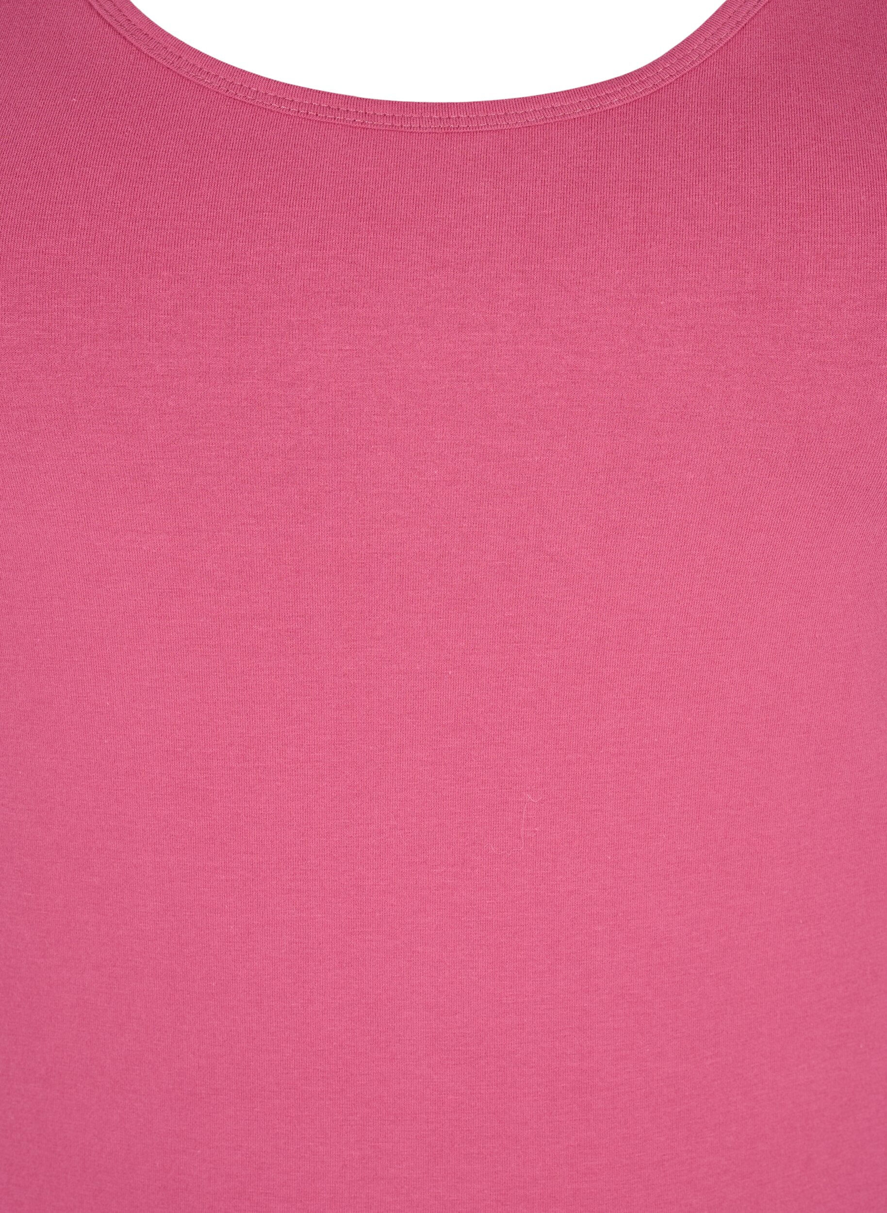 Zizzi Ensfarvet basis top i bomuld, R&oslash;d, Packshot image number 2