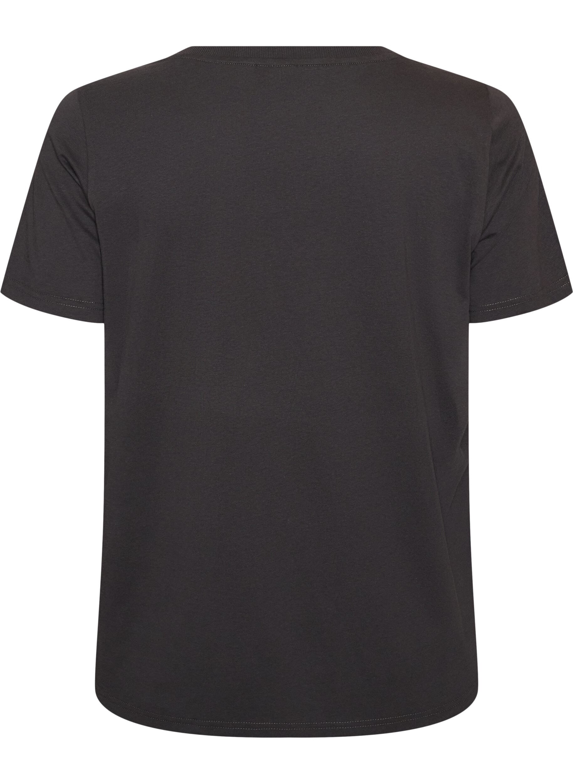 ZizziT-shirt i bomuld med print foran, Gr&aring;, Packshot image number 1