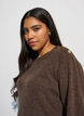 Strikbluse med knapdetalje, Brun, Model image number 3