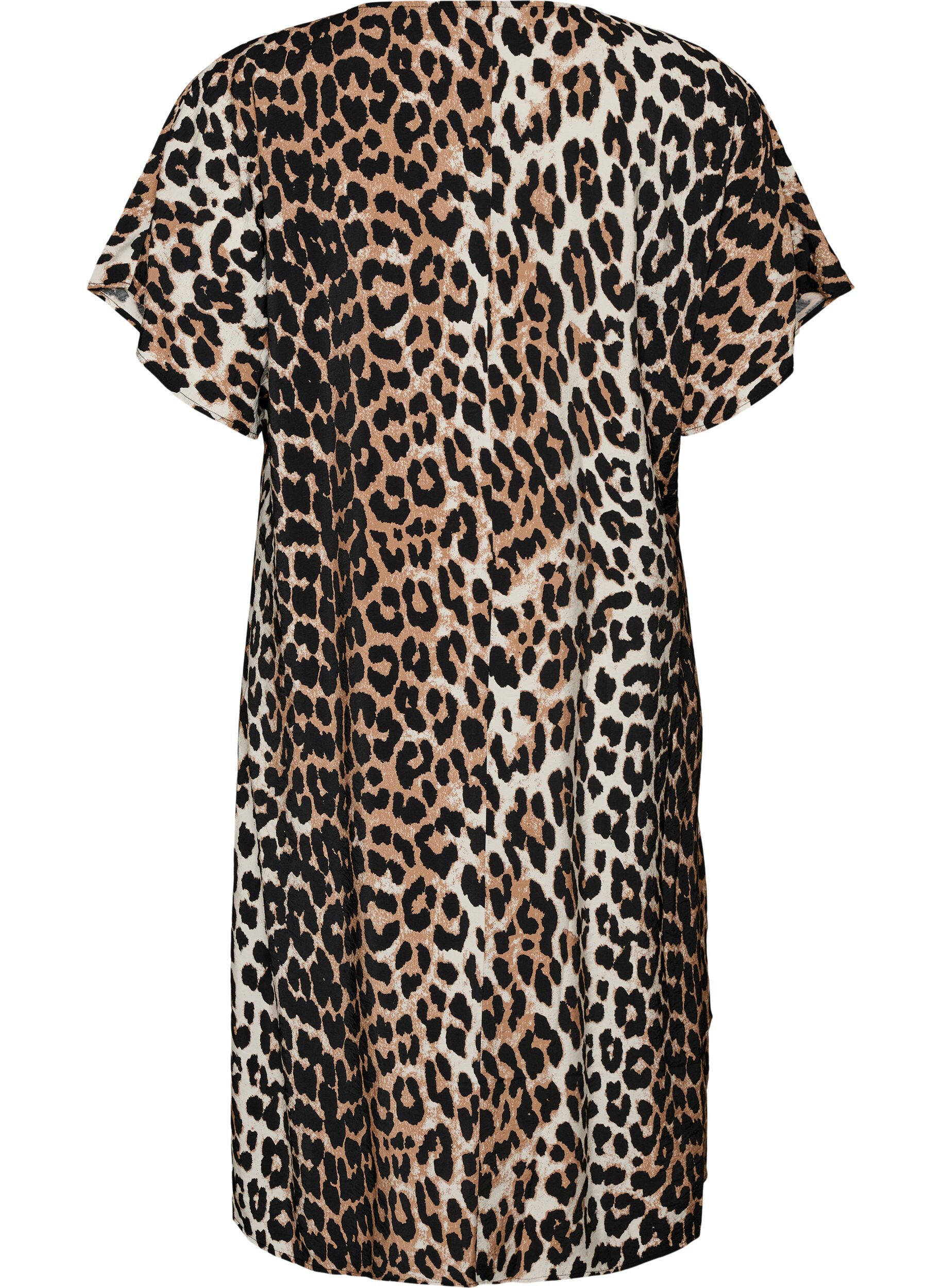 ZizziV-hals kjole i viskose, Brun, Packshot image number 1