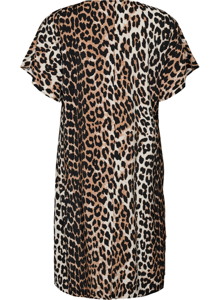 V-hals kjole i viskose, Brun, Packshot image number 1