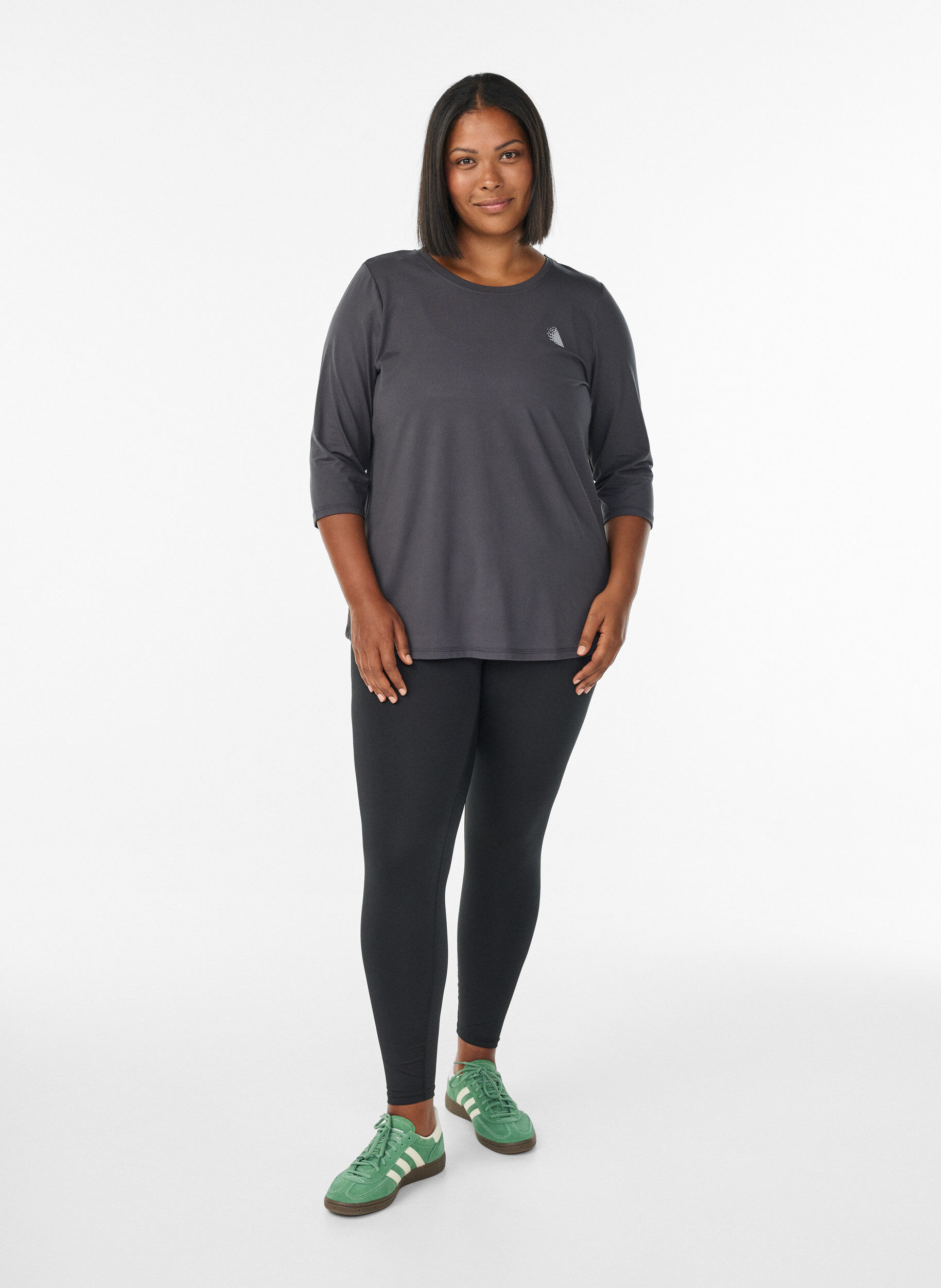 ZizziTr&aelig;ningsbluse med 3/4 &aelig;rmer, Gr&aring;, Model image number 1