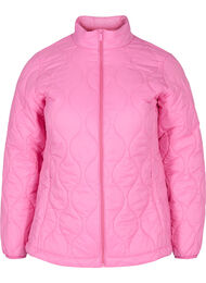 Quiltet jakke med lynlås og lommer , Hot Pink, Packshot