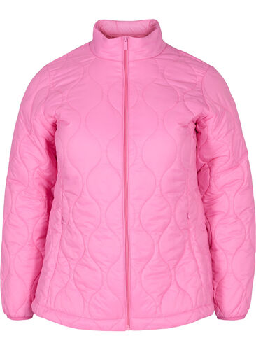 Quiltet jakke med lynlås og lommer , Hot Pink, Packshot image number 0