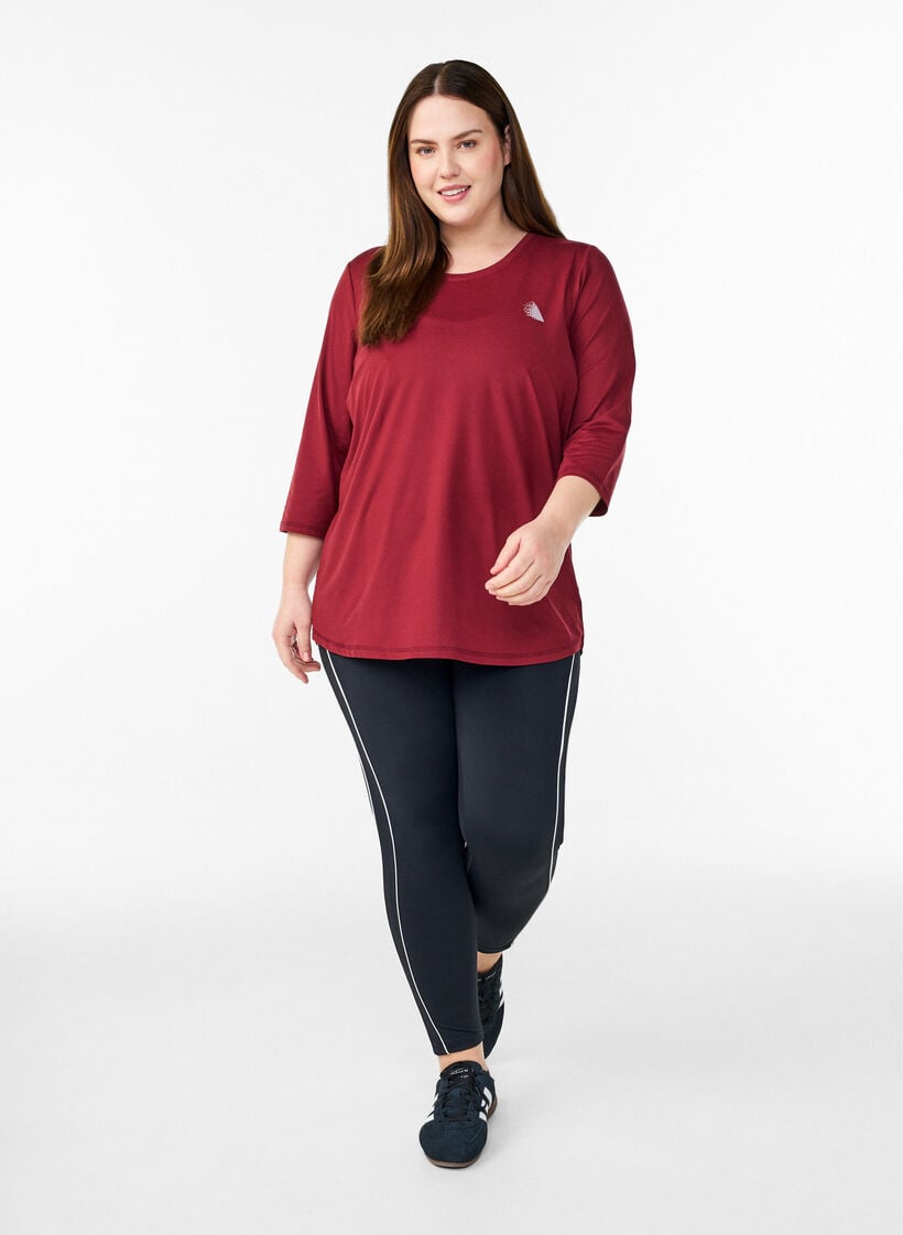 Tr&aelig;ningsbluse med 3/4 &aelig;rmer, R&oslash;d, Model image number 1