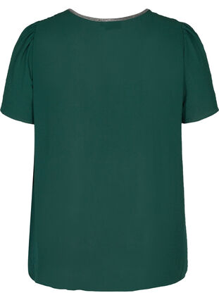 Ensfarvet bluse med korte ærmer, Pine Grove, Packshot image number 1