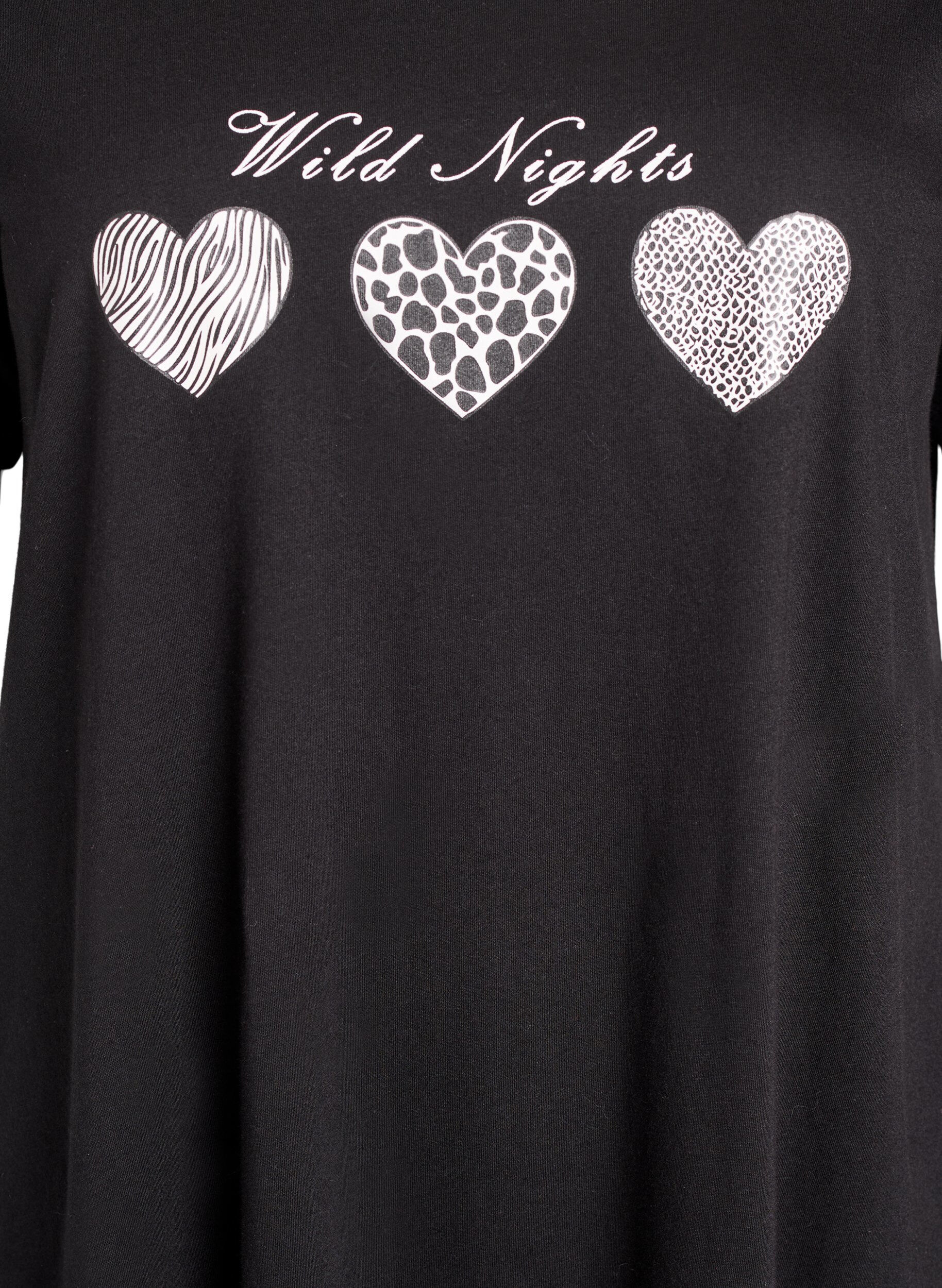 ZizziKort&aelig;rmet natkjole i &oslash;kologisk bomuld , Sort, Packshot image number 2