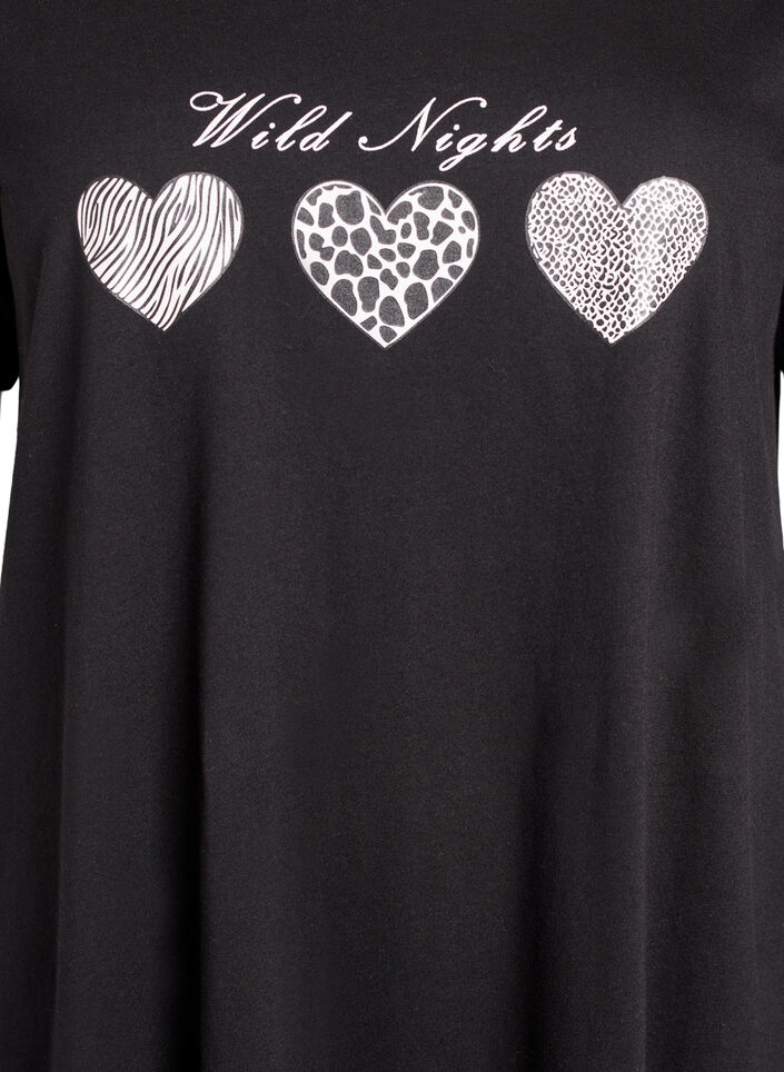 Kort&aelig;rmet natkjole i &oslash;kologisk bomuld , Sort, Packshot image number 2