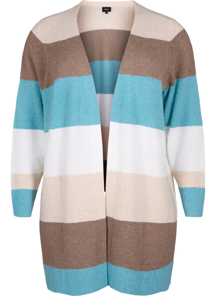 Lang åbenstående cardigan, Reef Waters Mel Comb, Packshot image number 0
