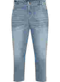 7/8 jeans med rå kanter og høj talje