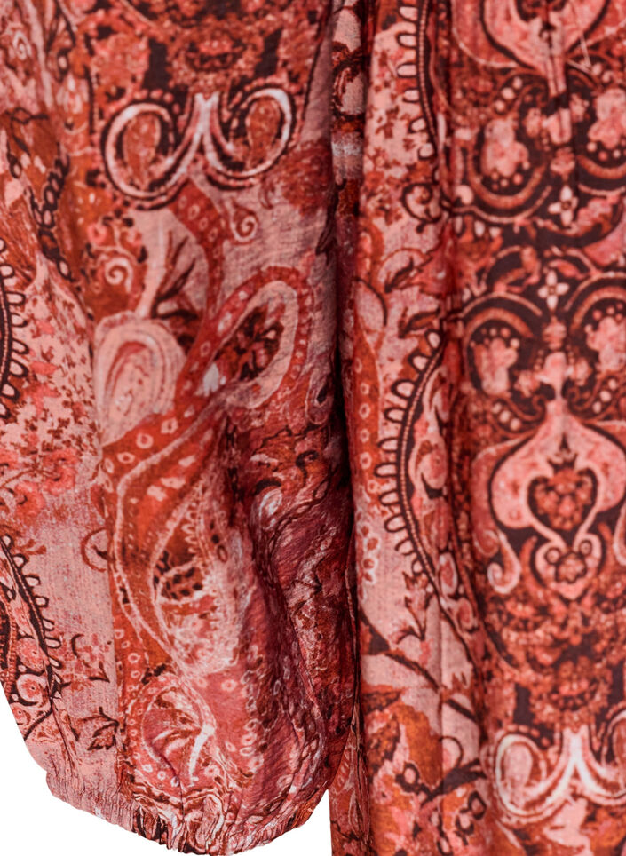Midikjole i viskose med paisleyprint, Orange, Packshot image number 3