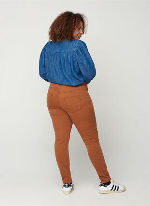 Højtaljede super slim Amy jeans, Brown ASS, Model image number 0