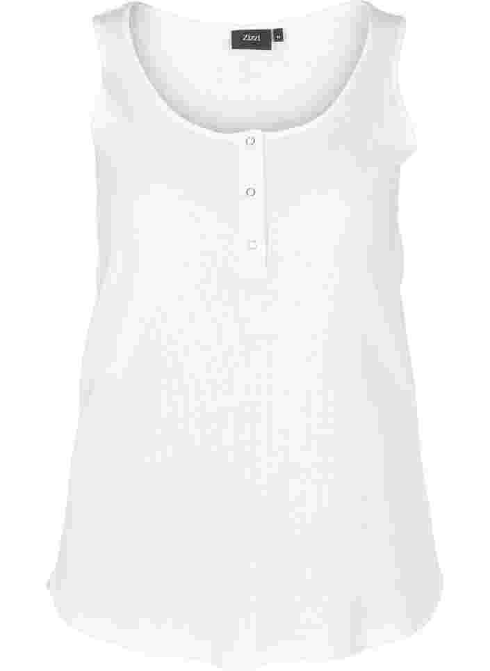 Top med rund hals i ribkvalitet, Bright White, Packshot image number 0