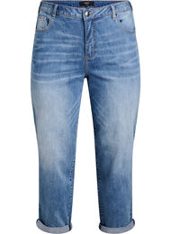 7/8 jeans med opsm&oslash;g og h&oslash;j talje, Bl&aring;