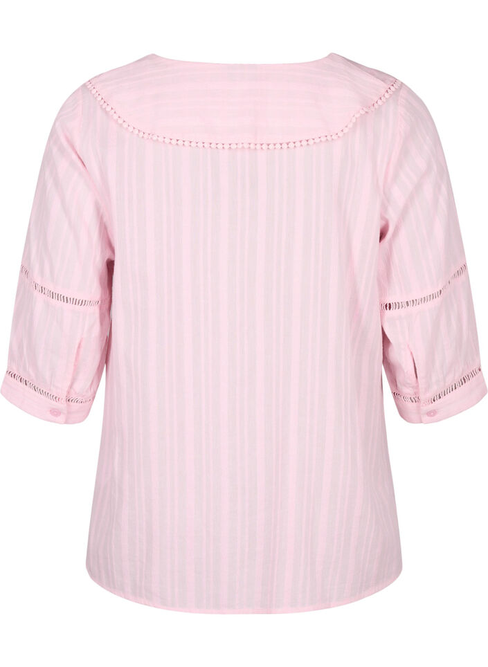 Bluse i bomulds-viskose mix med 3/4 ærmer, Almond Blossom, Packshot image number 1