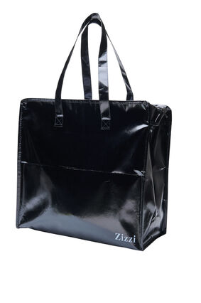 Shopping bag med lynlås, Black, Packshot image number 0