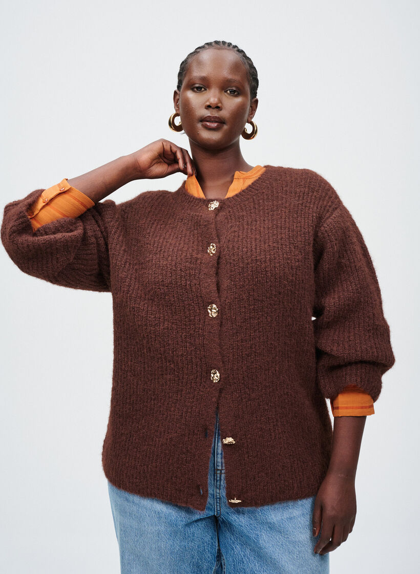 Bluse med lodrette striber., Orange, Image