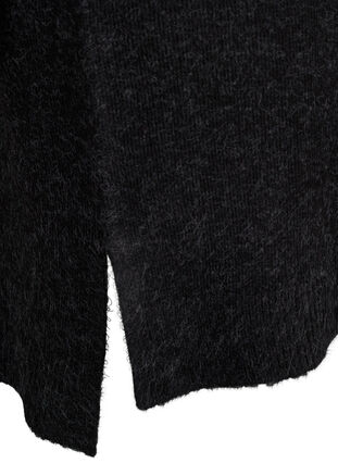 Strikkjole med slids, Dark Grey Melange, Packshot image number 3