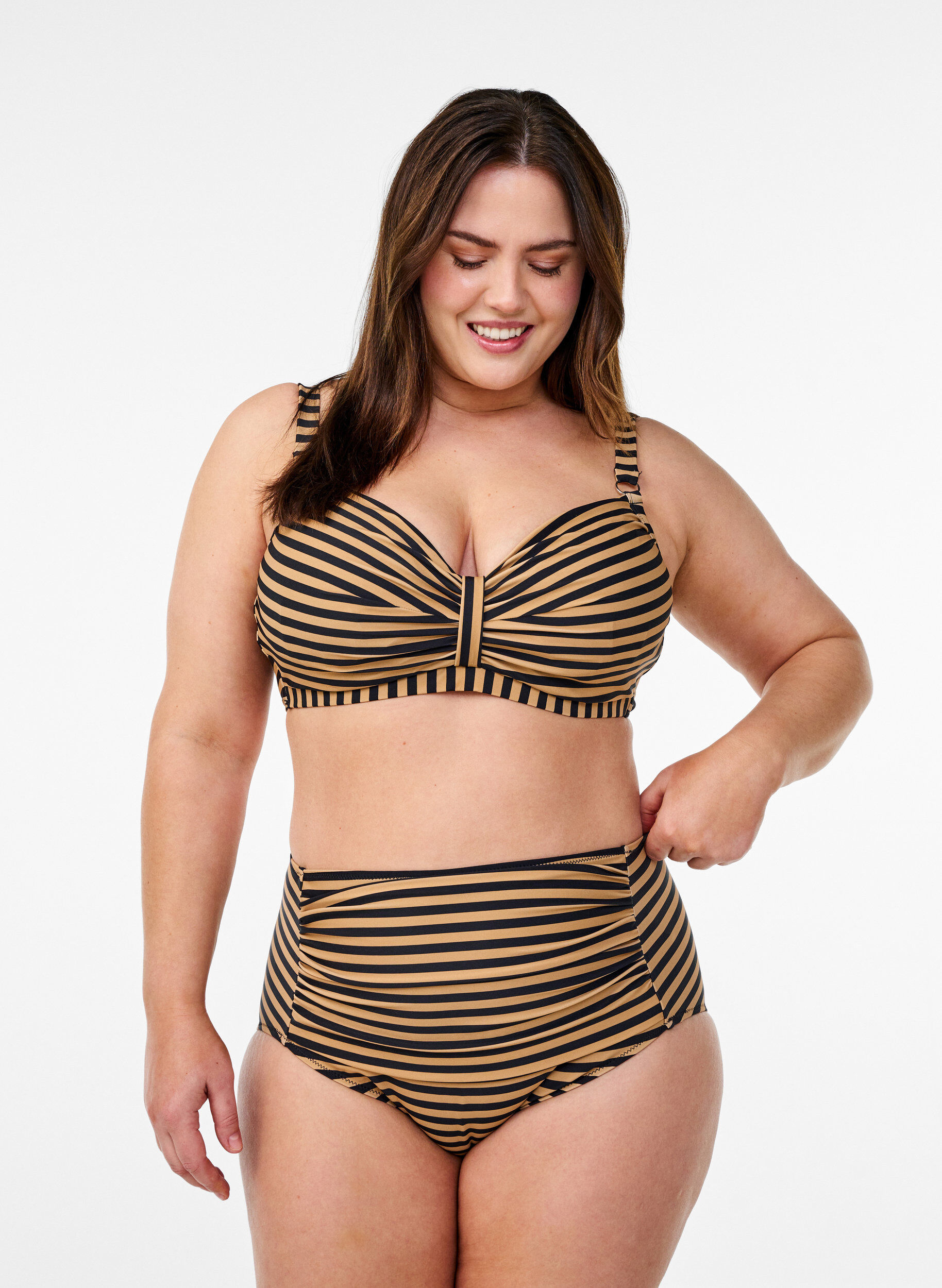 ZizziBikini bh med b&oslash;jle og m&oslash;nster, Brun, Model image number 1