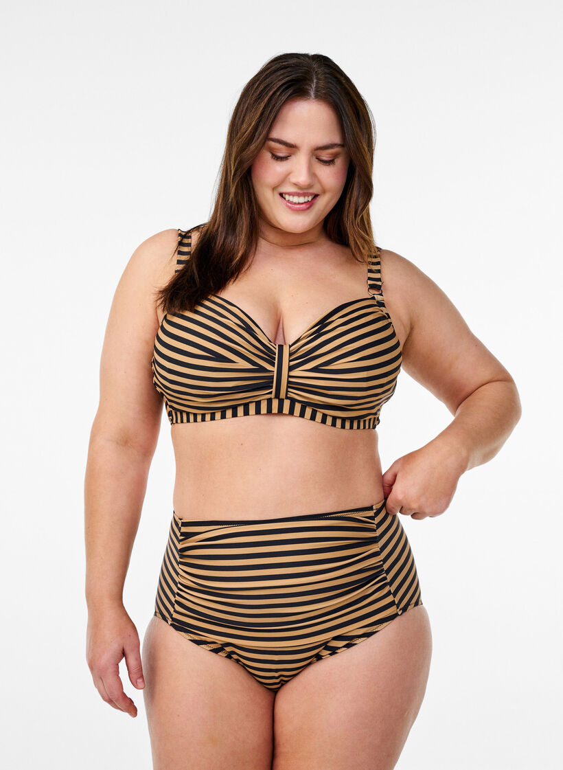 Bikini bh med b&oslash;jle og m&oslash;nster, Brun, Model image number 1