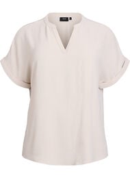 L&oslash;s bluse med korte &aelig;rmer, Beige