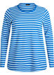 Stribet bluse med lange &aelig;rmer, Bl&aring;, Packshot image number 0