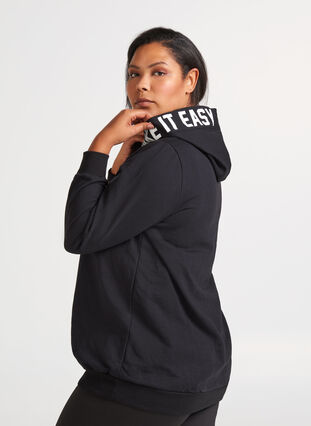 Sweatshirt med hætte, Black, Model image number 1