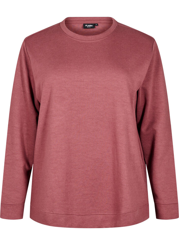 Sweatshirt med rund hals, Brun, Packshot image number 0